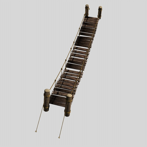 3d model rope bridge - Rope & Wood Plank Suspension Bridge... by Bondiana